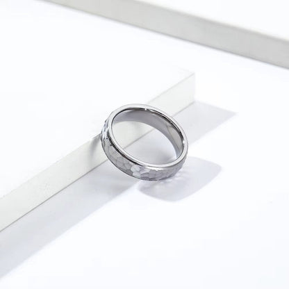 SILVERFORGE TITANIUM HAMMERED RING - Silver Toned Ring - Pure Titanium Steel Ring for Men Size - 21 - THE MEN THING