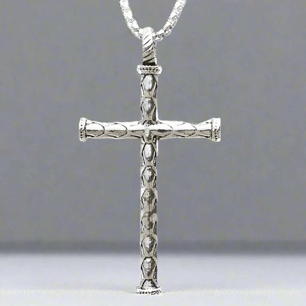 SIMPLE CROSS (T) - Pure Titanium Steel Pendant with Stainless Steel 24inch Round Box Chain, European trending Style for Men & Boy