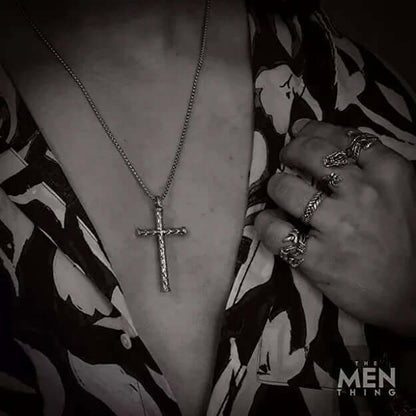 SIMPLE CROSS -  Alloy Pendant with Pure Stainless Steel 24inch Round Box Chain, European trending Style for Men & Boys - THE MEN THING