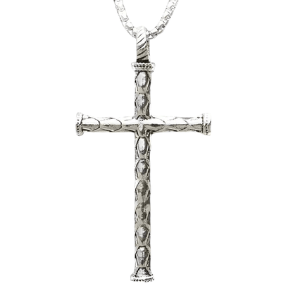 SIMPLE CROSS (T) - Pure Titanium Steel Pendant with Stainless Steel 24inch Round Box Chain, European trending Style for Men & Boy - THE MEN THING