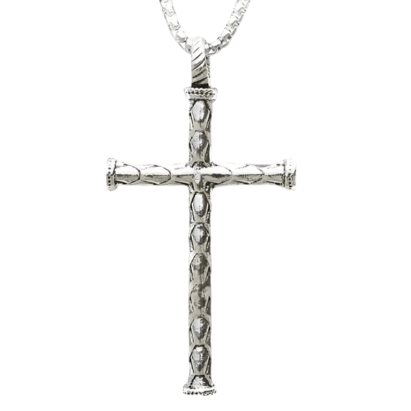SIMPLE CROSS (T) - Pure Titanium Steel Pendant with Stainless Steel 24inch Round Box Chain, European trending Style for Men & Boy