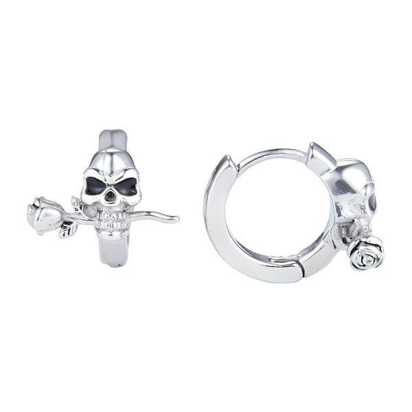 SINISTER ROSE - Titanium Steel Hoop Earrings for Men & Boys (2 Pcs)