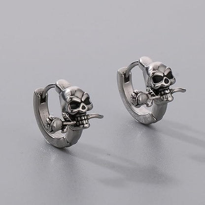 SINISTER ROSE - Titanium Steel Hoop Earrings for Men & Boys (2 Pcs) - THE MEN THING