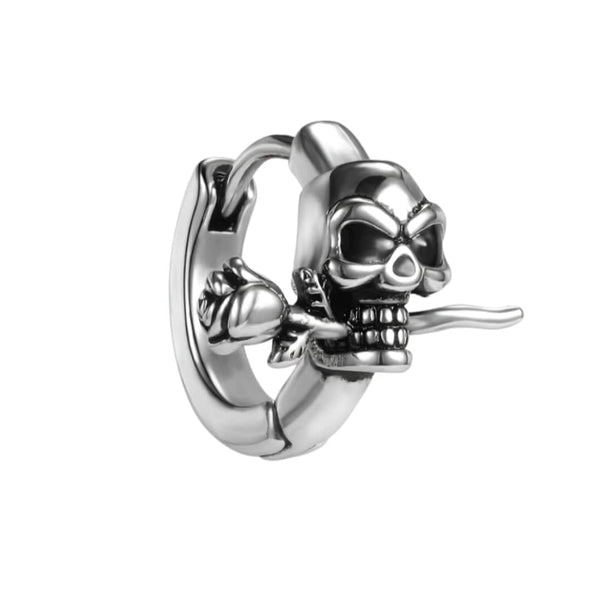 SINISTER ROSE - Titanium Steel Hoop Earrings for Men & Boys (2 Pcs)