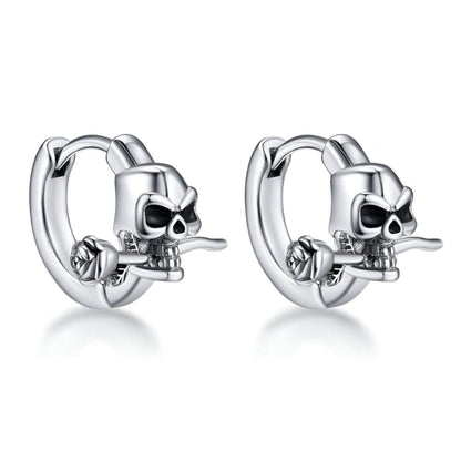 SINISTER ROSE - Titanium Steel Hoop Earrings for Men & Boys (2 Pcs) - THE MEN THING