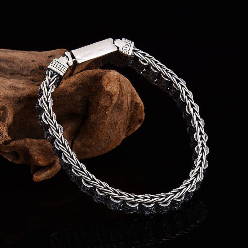 SIX SIGN MANTRA LINK - "11.5"mm Pure Alloy Bracelet with Open Box Clasps for Men & Boy (8 inch) — Steel Bracelets for Men | THE MEN THING