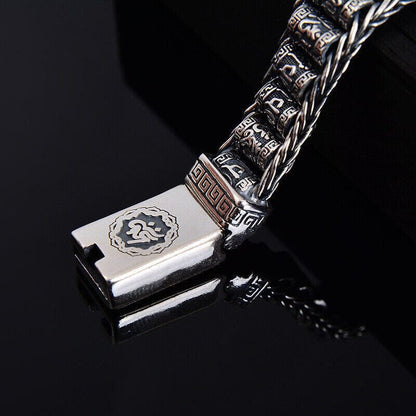 SIX SIGN MANTRA LINK - "11.5"mm Pure Alloy Bracelet with Open Box Clasps for Men & Boy (8 inch) — Steel Bracelets for Men | THE MEN THING