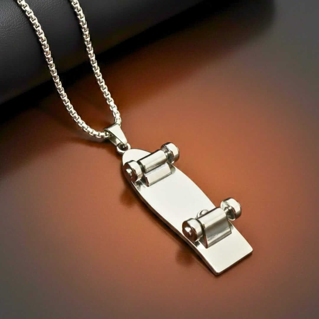 SKATECORE - 16mm Pure Titanium Steel Pendant with 27inch Round Box 4mm Chain for Men & Boys — SS Pendant/ Necklace for Men | THE MEN THING