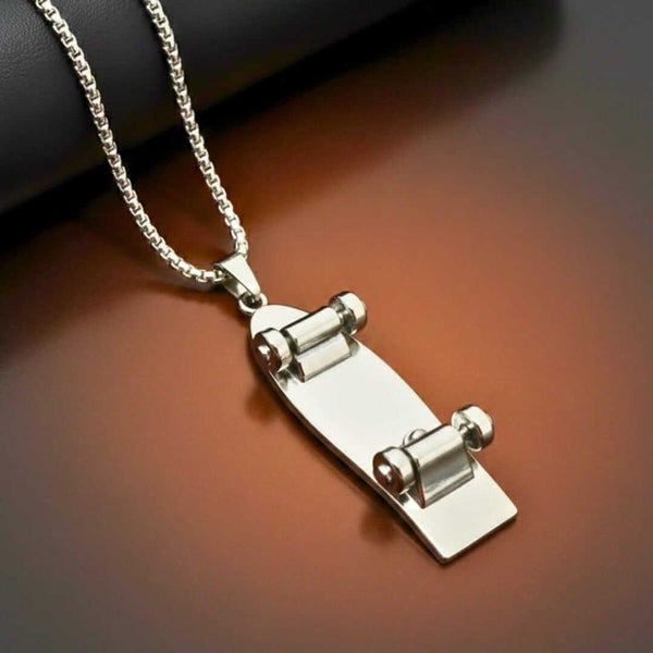 SKATECORE - 16mm Pure Titanium Steel  Pendant with 27inch Round Box 4mm Chain for Men & Boys