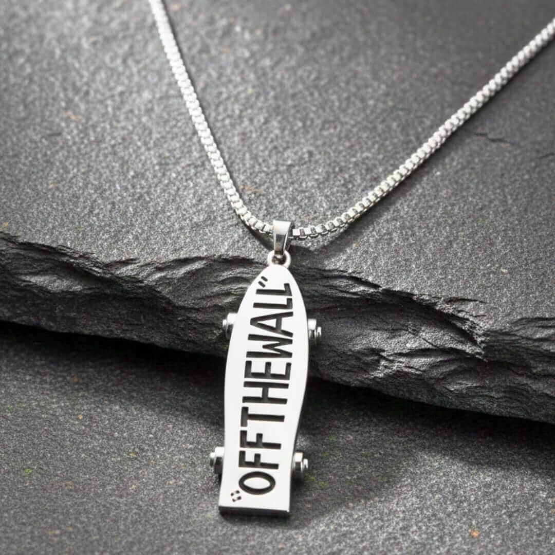 SKATECORE - 16mm Pure Titanium Steel Pendant with 27inch Round Box 4mm Chain for Men & Boys — SS Pendant/ Necklace for Men | THE MEN THING