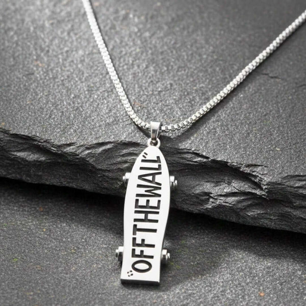 SKATECORE - 16mm Pure Titanium Steel  Pendant with 27inch Round Box 4mm Chain for Men & Boys