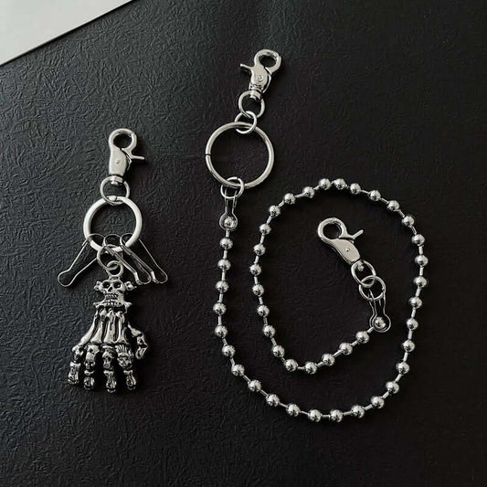 SKELETON WALLET CHAIN  - Pure Titanium Steel Wallet Skeleton Biker Chain For Jeans with Lobster Clasps for Men & Boys - 23 inch - THE MEN THING