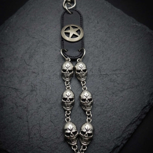 SKULL BADGE - Antique Steel 12mm Titanium Steel Heavy Biker Chain for Jeans with Lobster Clasps for Men & Boys - 29 inch