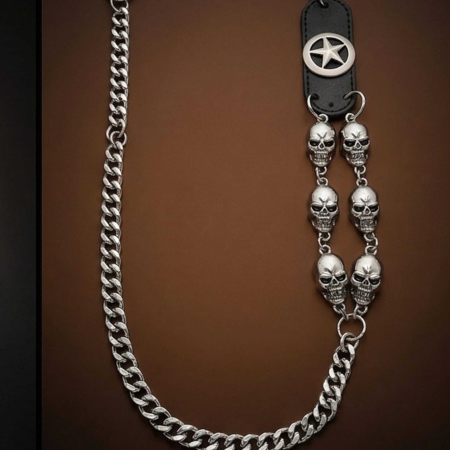 SKULL BADGE - Antique Steel 12mm Titanium Steel Heavy Biker Chain for Jeans with Lobster Clasps for Men & Boys - 29 inch — Biker Fashion for Men | THE MEN THING