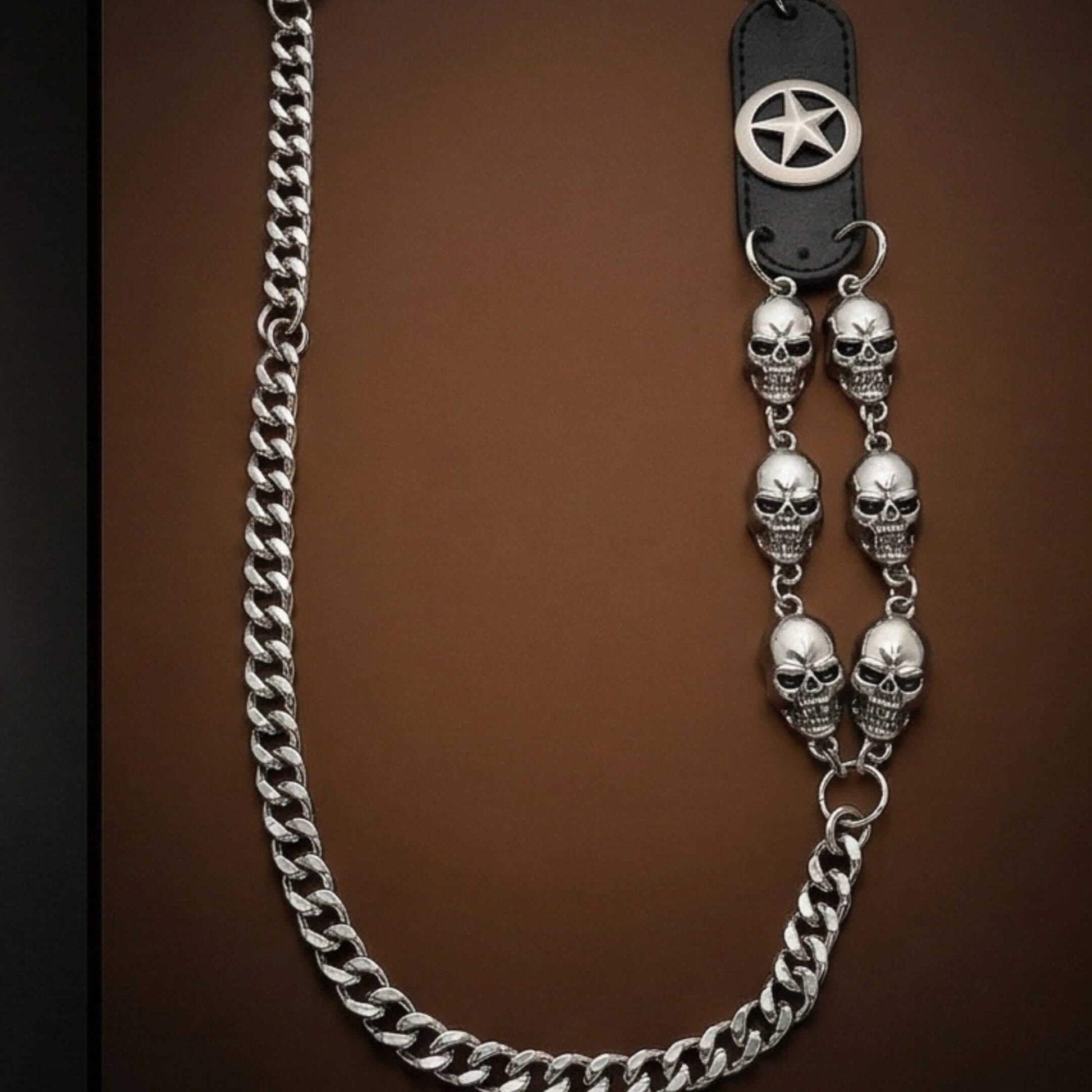 SKULL BADGE - Antique Steel 12mm Titanium Steel Heavy Biker Chain for Jeans with Lobster Clasps for Men & Boys - 29 inch — Biker Fashion for Men | THE MEN THING