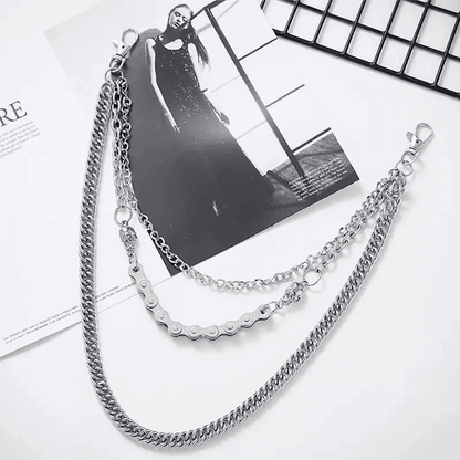 SKULL BIKE LINK CHAIN - 3pcs Alloy Multi-Layer Wallet Biker Chain For Jeans with Lobster Clasps for Men & Boys - "20.5" inch - THE MEN THING