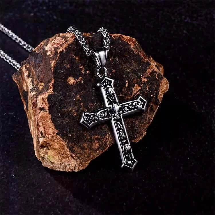 SKULL CROSS -  Alloy Pendant with Pure Stainless Steel 24inch Round Box Chain, American trending Style for Men & Boy - THE MEN THING