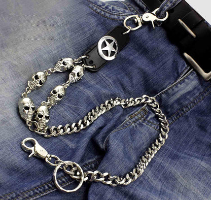 SKULL CROSS WAIST CHAIN - Alloy Long Wallet Biker Chain For Jeans  with Lobster Clasps for Men & Boys - "28"inch - THE MEN THING