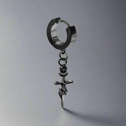 SKULL DAGGER BLACK - Pure Titanium Steel Ear Hoop Earrings for Men & Boys (2 Pcs) - THE MEN THING