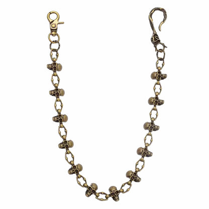 SKULL FORGE - Antique Gold 23mm Titanium Steel Skull Heavy Biker Chain for Jeans with Lobster Clasps for Men & Boys - 20 inch - THE MEN THING