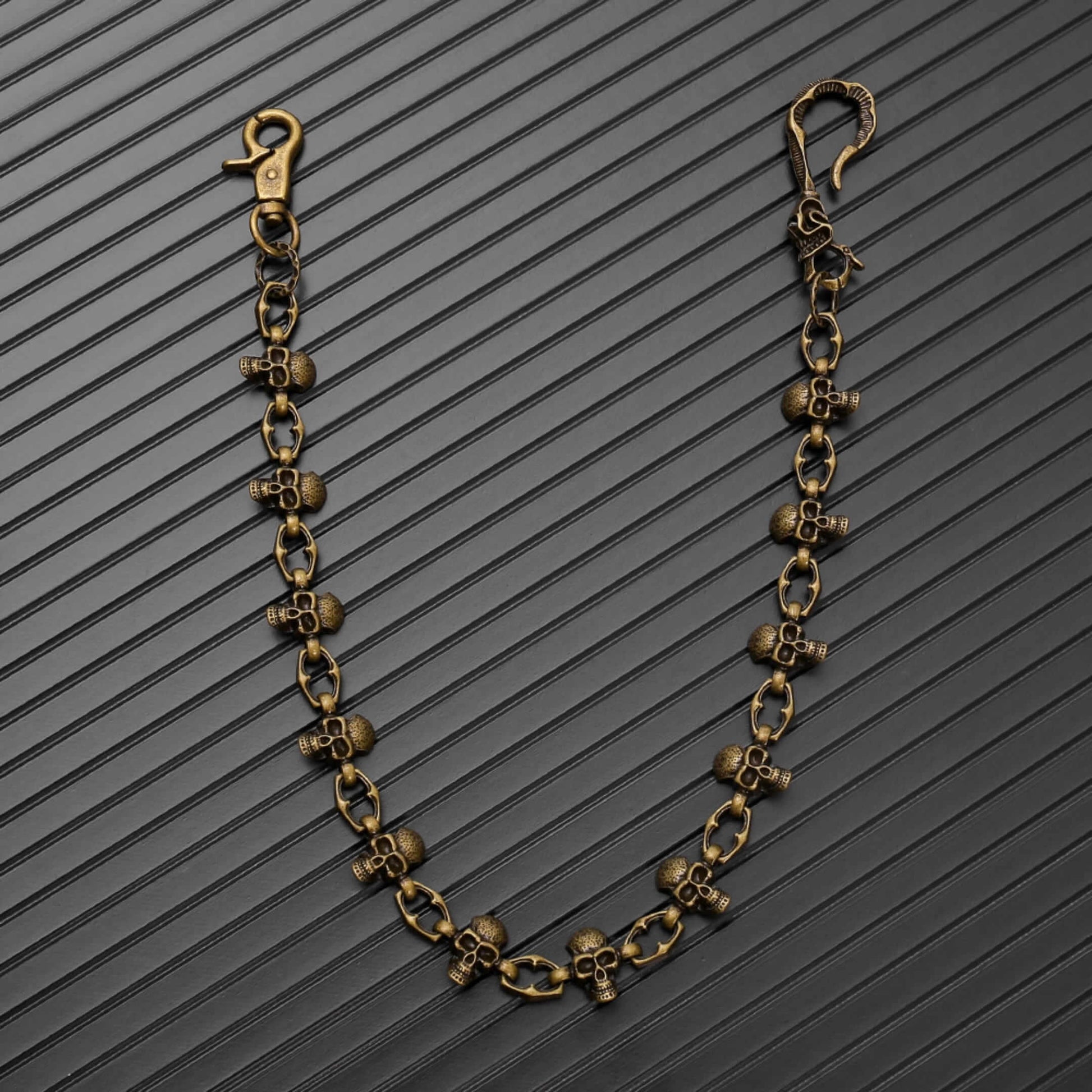 SKULL FORGE - Antique Gold 23mm Titanium Steel Skull Heavy Biker Chain for Jeans with Lobster Clasps for Men & Boys - 20 inch - THE MEN THING