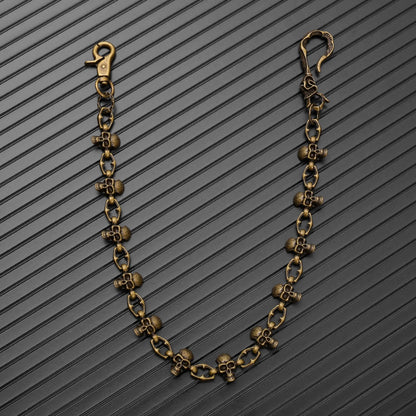 SKULL FORGE - Antique Gold 23mm Titanium Steel Skull Heavy Biker Chain for Jeans with Lobster Clasps for Men & Boys - 20 inch - THE MEN THING