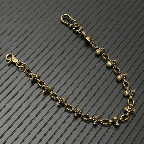 SKULL FORGE - Antique Gold 23mm Titanium Steel Skull Heavy Biker Chain for Jeans with Lobster Clasps for Men & Boys - 20 inch