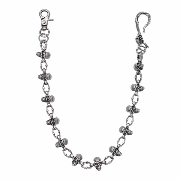 SKULL FORGE - Antique Steel 14mm Titanium Steel Skull Heavy Biker Chain for Jeans with Lobster Clasps for Men & Boys - 20 inch