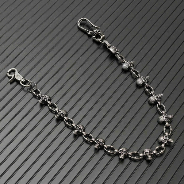 SKULL FORGE - Antique Steel 14mm Titanium Steel Skull Heavy Biker Chain for Jeans with Lobster Clasps for Men & Boys - 20 inch