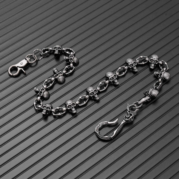 SKULL FORGE - Antique Steel 14mm Titanium Steel Skull Heavy Biker Chain for Jeans with Lobster Clasps for Men & Boys - 20 inch