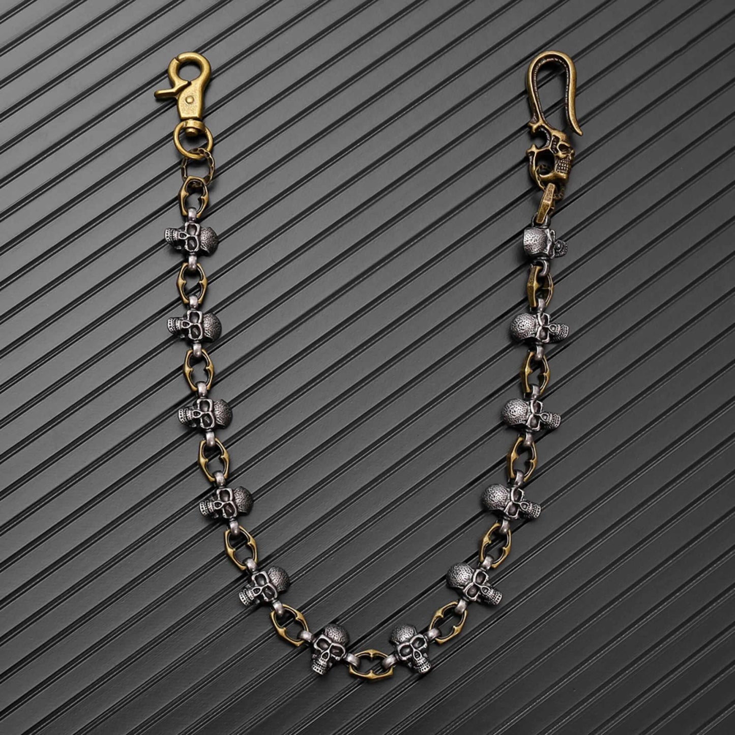SKULL FORGE - Antique Steel Gold 14mm Titanium Steel Skull Heavy Biker Chain for Jeans with Lobster Clasps for Men & Boys - 20 inch — Biker Fashion for Men | THE MEN THING