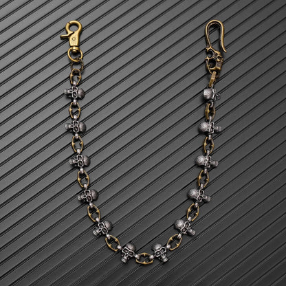 SKULL FORGE - Antique Steel Gold 14mm Titanium Steel Skull Heavy Biker Chain for Jeans with Lobster Clasps for Men & Boys - 20 inch — Biker Fashion for Men | THE MEN THING