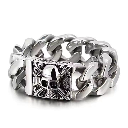 SKULL KING - 20mm Pure Titanium Steel , Heavy Biker Bracelet for Men & Boy (8inch) - THE MEN THING