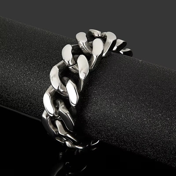 SKULL KING - 20mm Pure Titanium Steel , Heavy Biker Bracelet for Men & Boy (8inch)