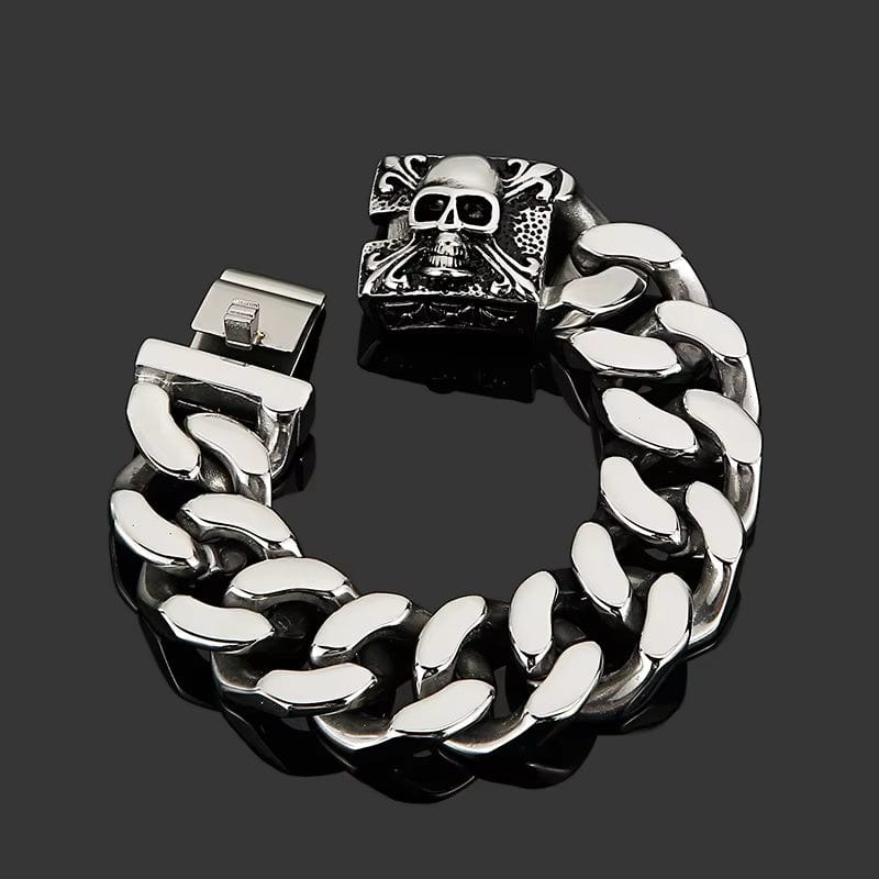 SKULL KING - 20mm Pure Titanium Steel , Heavy Biker Bracelet for Men & Boy (8inch) - THE MEN THING