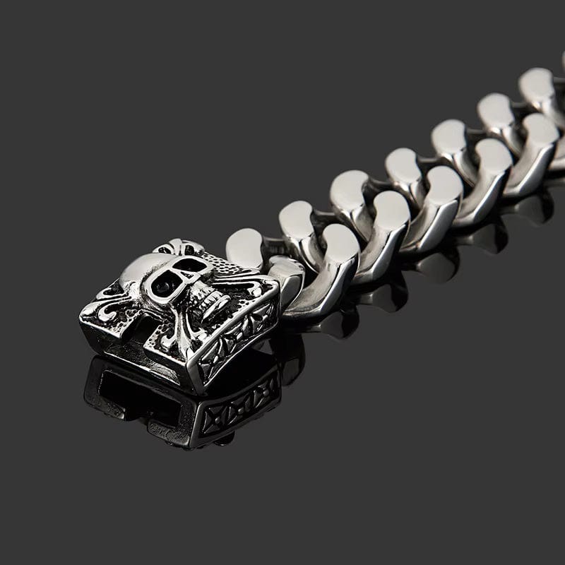SKULL KING - 20mm Pure Titanium Steel , Heavy Biker Bracelet for Men & Boy (8inch) - THE MEN THING
