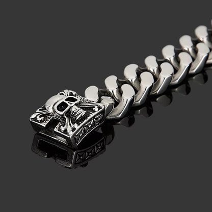 SKULL KING - 20mm Pure Titanium Steel , Heavy Biker Bracelet for Men & Boy (8inch) - THE MEN THING