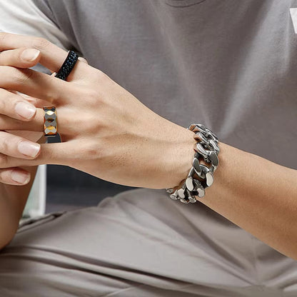 SKULL KING - 20mm Pure Titanium Steel , Heavy Biker Bracelet for Men & Boy (8inch) - THE MEN THING