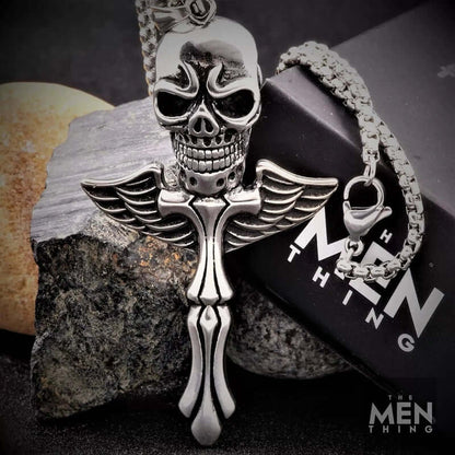 SKULL KING - Pure Titanium Steel Pendant with 24inch Round Box Chain for Men & Boys - THE MEN THING