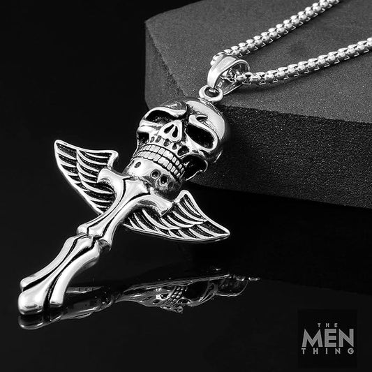 SKULL KING - Pure Titanium Steel Pendant with 24inch Round Box Chain for Men & Boys - THE MEN THING