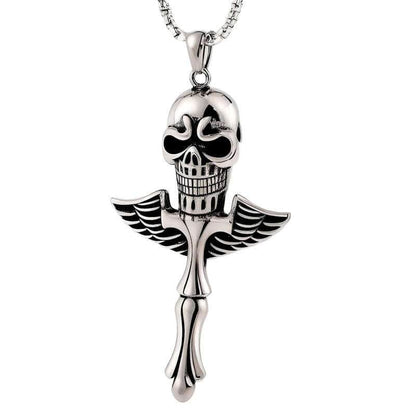 SKULL KING - Pure Titanium Steel Pendant with 24inch Round Box Chain for Men & Boys - THE MEN THING