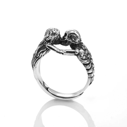 SKULL KISS - Alloy Adjustable Ring for Men and Boys - THE MEN THING