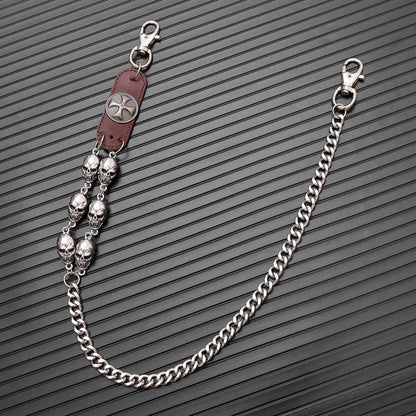 SKULL RAGE - Brown 13mm Titanium Steel Skull Heavy Biker Chain for Jeans with Lobster Clasps for Men & Boys - 29 inch — Biker Fashion for Men | THE MEN THING