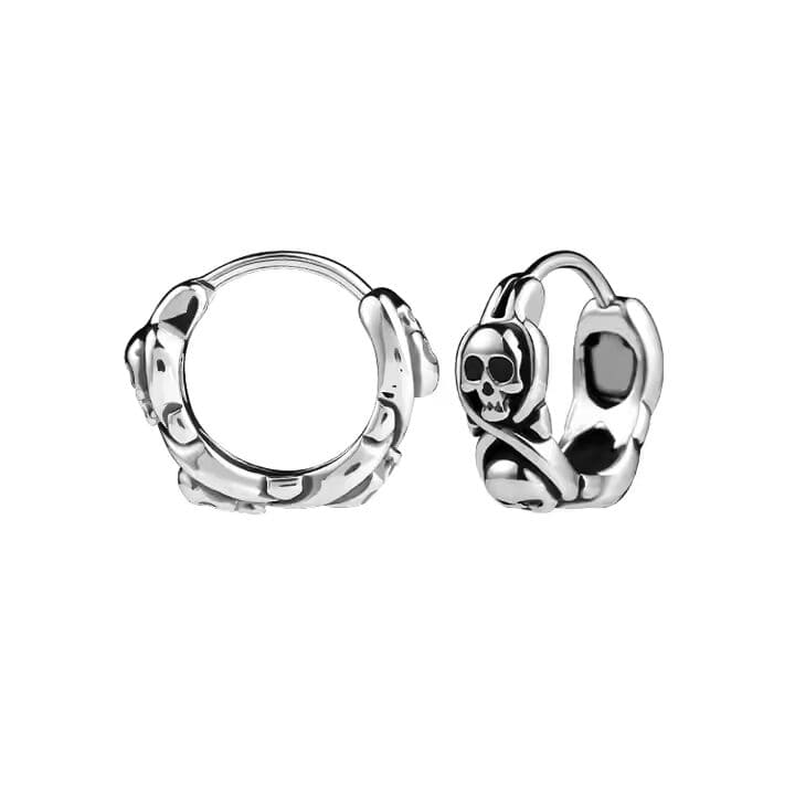SKULL RIOT - Titanium Steel Hoop Earrings for Men & Boys (2 Pcs) - THE MEN THING