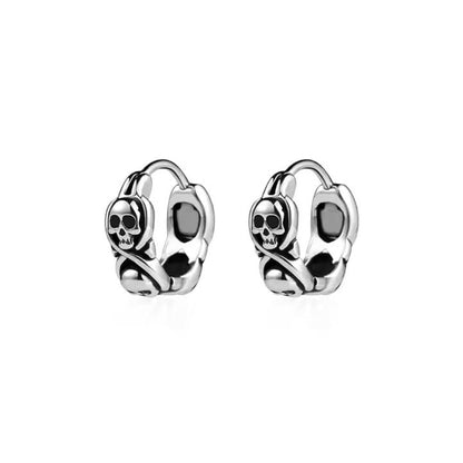 SKULL RIOT - Titanium Steel Hoop Earrings for Men & Boys (2 Pcs) - THE MEN THING