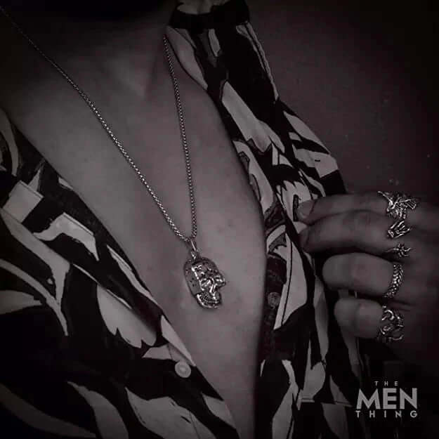 SKULL STAR -  Alloy  Pendant with Pure Stainless Steel  24inch Round Box Chain, European trending Style for Men & Boys - THE MEN THING