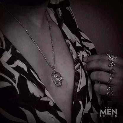 SKULL STAR -  Alloy  Pendant with Pure Stainless Steel  24inch Round Box Chain, European trending Style for Men & Boys - THE MEN THING