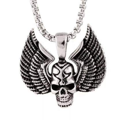 SKULL WING - Pure Titanium Steel Pendant with 24inch Round Box Chain for Men & Boys - THE MEN THING