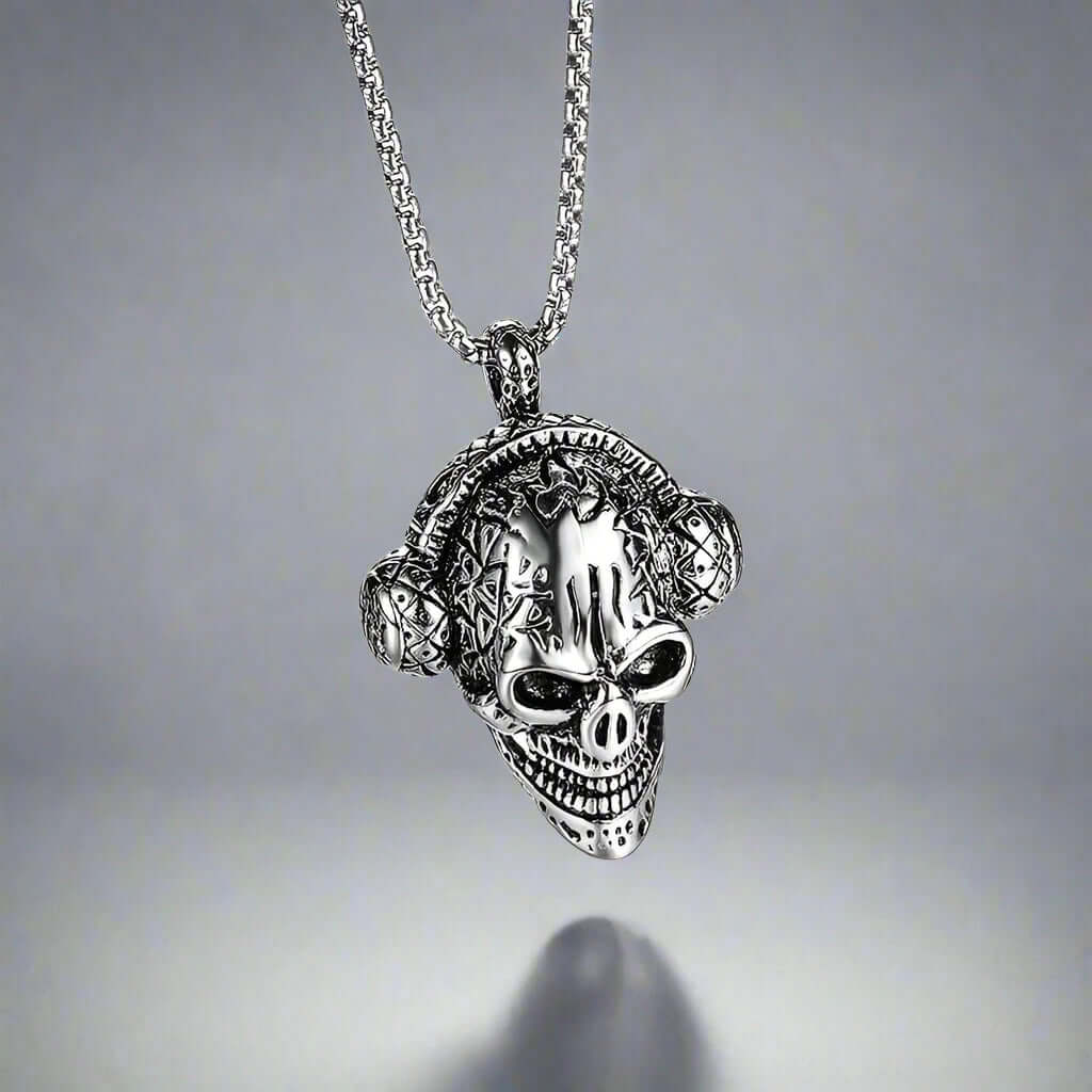 SKULLBEAT - Alloy  Pendant with Pure Stainless Steel 24inch Chain for Men, American trending Style - Round Box Chain - THE MEN THING