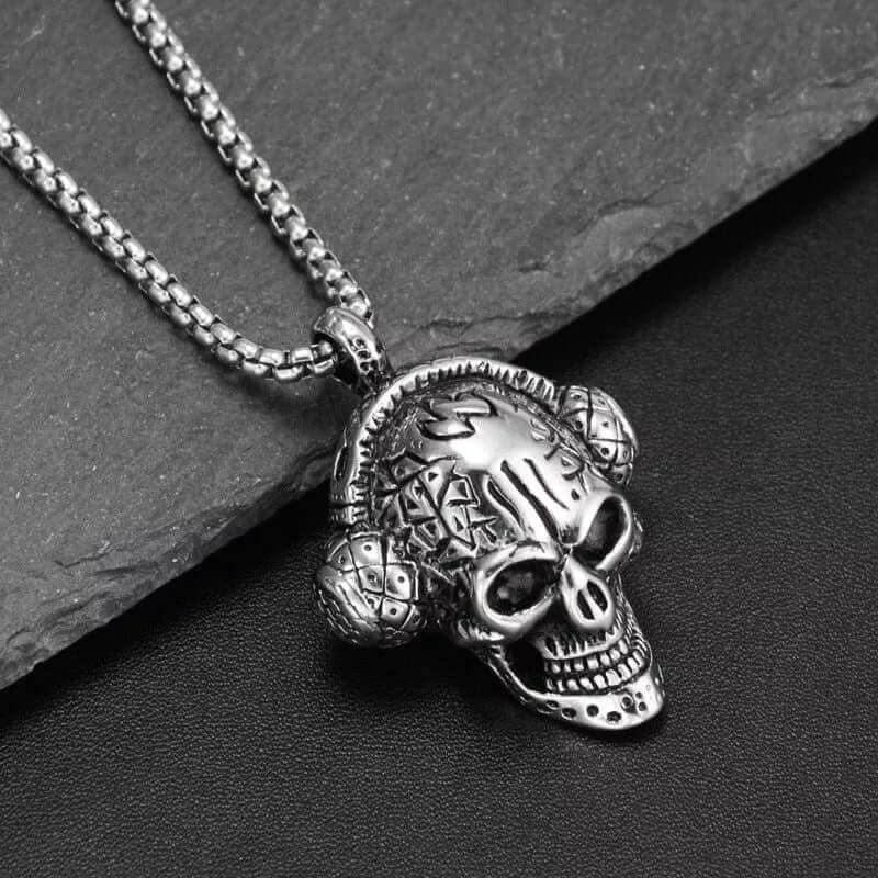 SKULLBEAT - Alloy  Pendant with Pure Stainless Steel 24inch Chain for Men, American trending Style - Round Box Chain - THE MEN THING